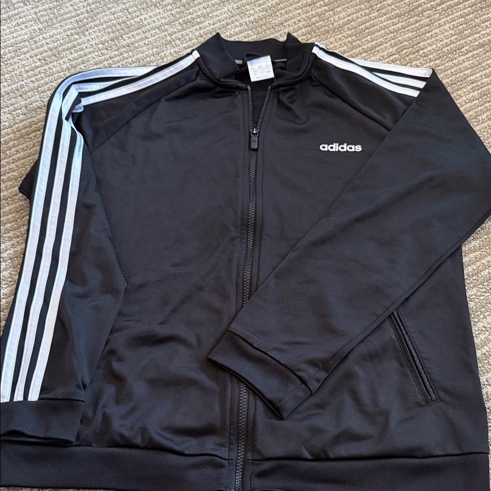 Adidas Men's Black and White Track Jacket